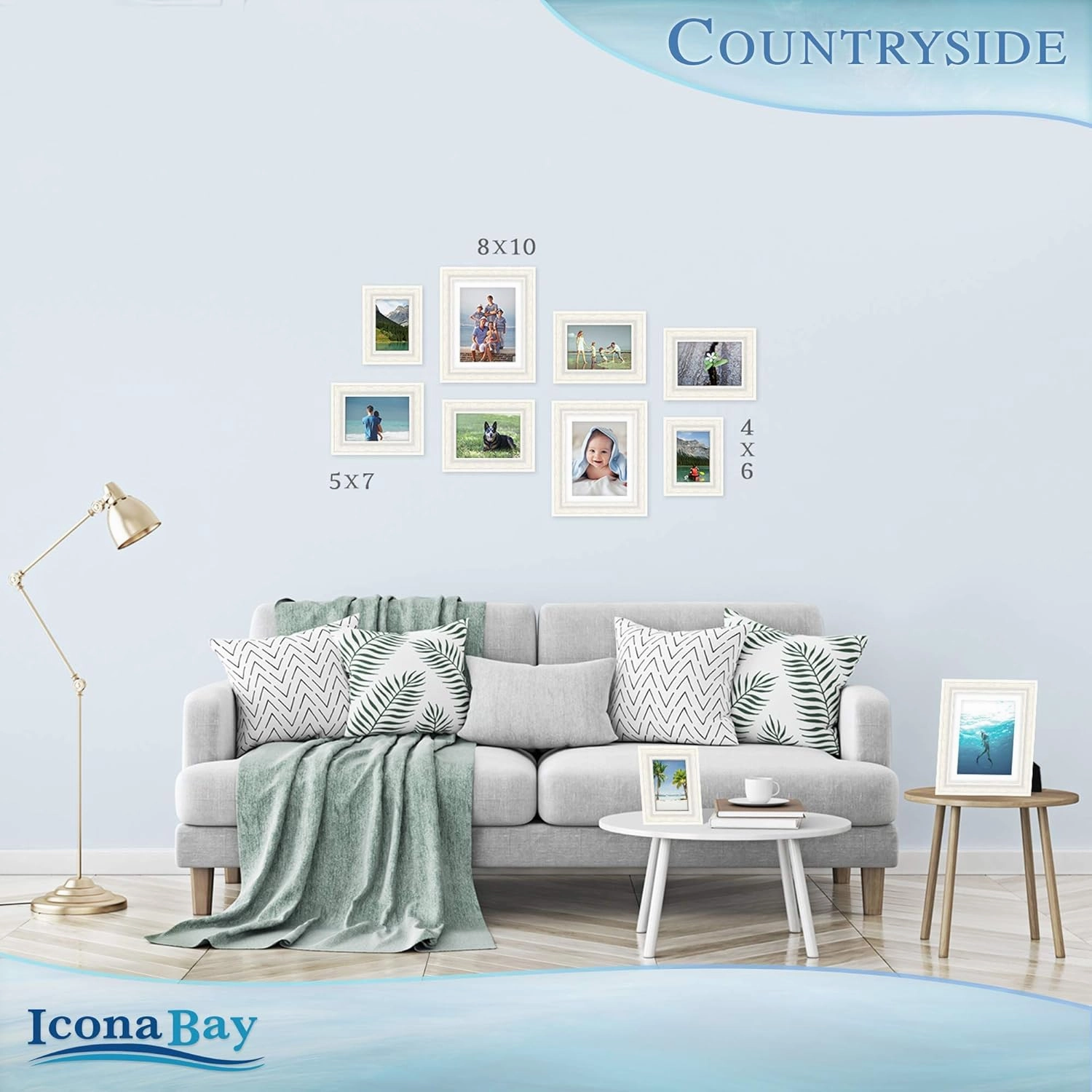 Icona Bay 8x10 Picture Frames with Mat (Alpine White, 3 Pack), French Country Style Picture Frame Set, Wall Mount or Table Top, Countryside Collection