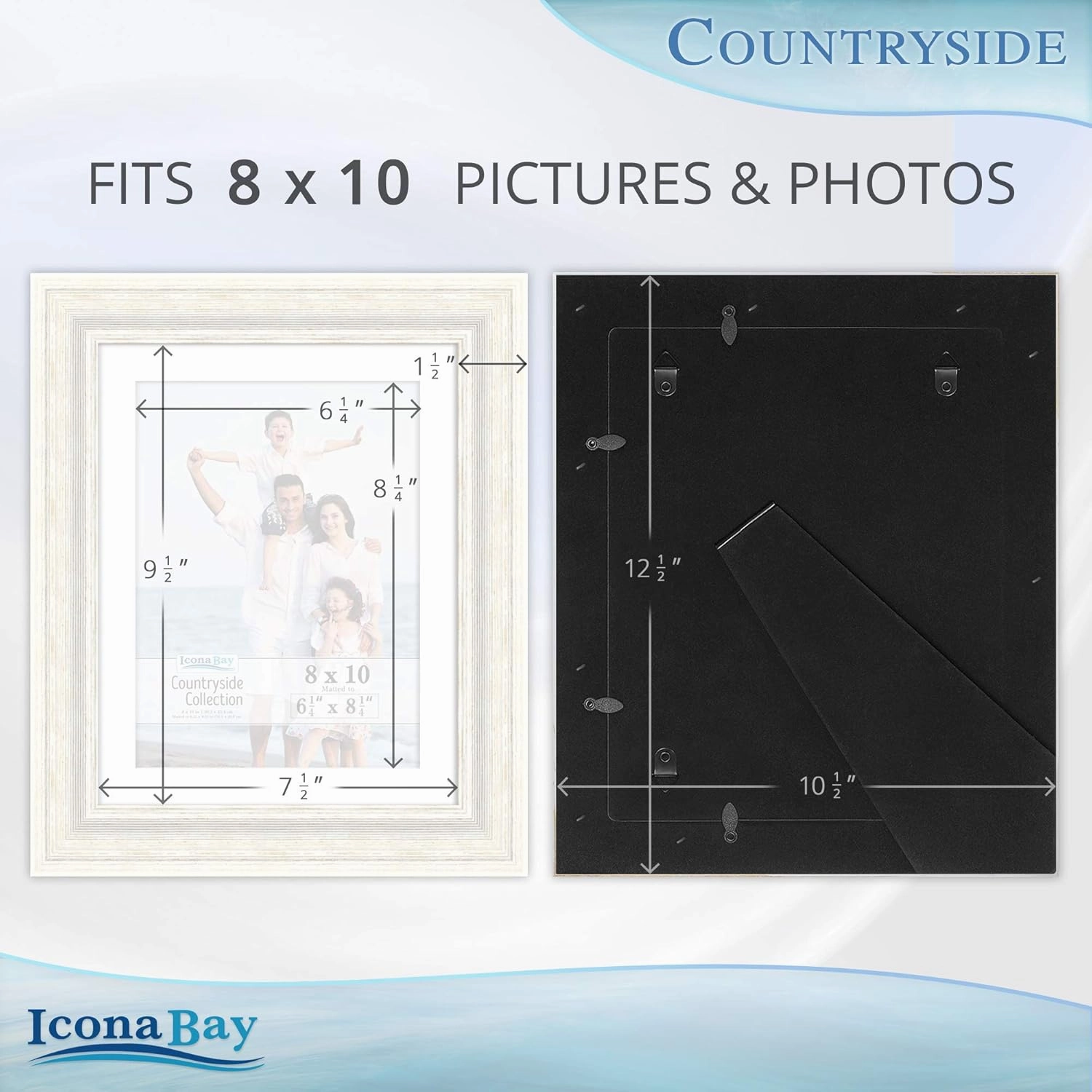 Icona Bay 8x10 Picture Frames with Mat (Alpine White, 3 Pack), French Country Style Picture Frame Set, Wall Mount or Table Top, Countryside Collection