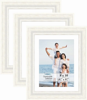 Icona Bay 8x10 Picture Frames with Mat (Alpine White, 3 Pack), French Country Style Picture Frame Set, Wall Mount or Table Top, Countryside Collection