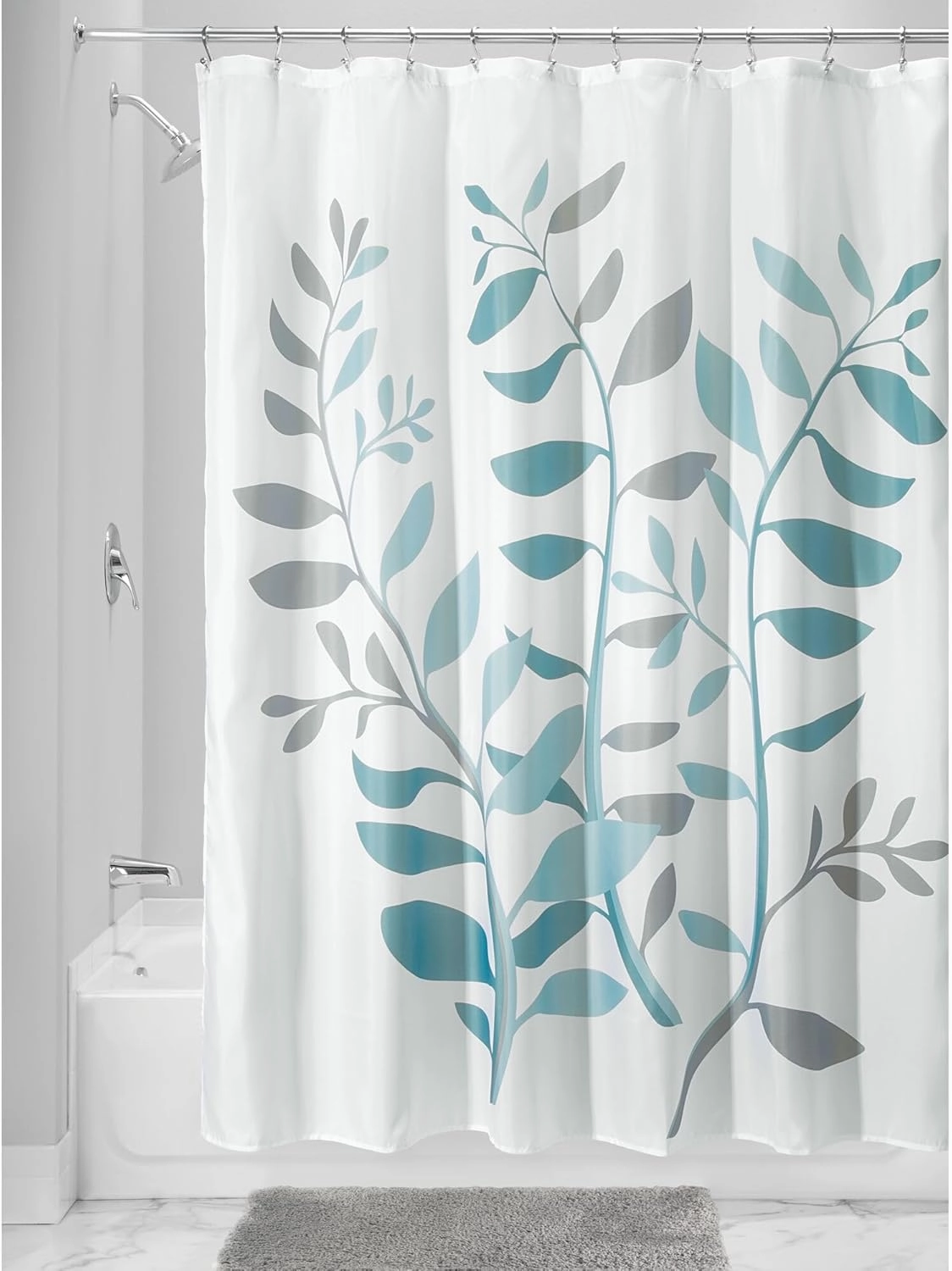 iDesign Laurel Fabric Polyester Shower Curtain, 72" x 72" - Gray/Blue