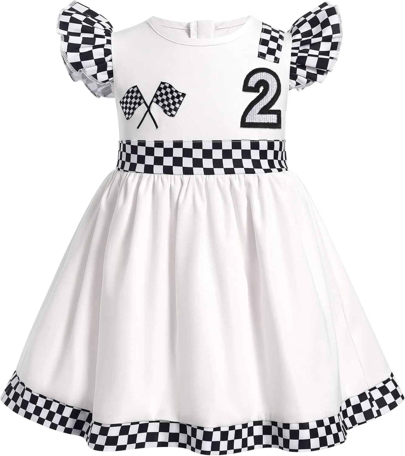 IMEKIS Baby Girl Race Car 1st 2nd Birthday Outfit Ruffle Sleeve Dress Cake Smash Photo Shoot Halloween Costume