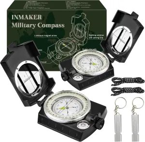 INMAKER Compass, Compass Hiking with Survival Whistle, Luminous Compass Gift for Kids, Apply to Outdoor Survival, Camping and Navigation