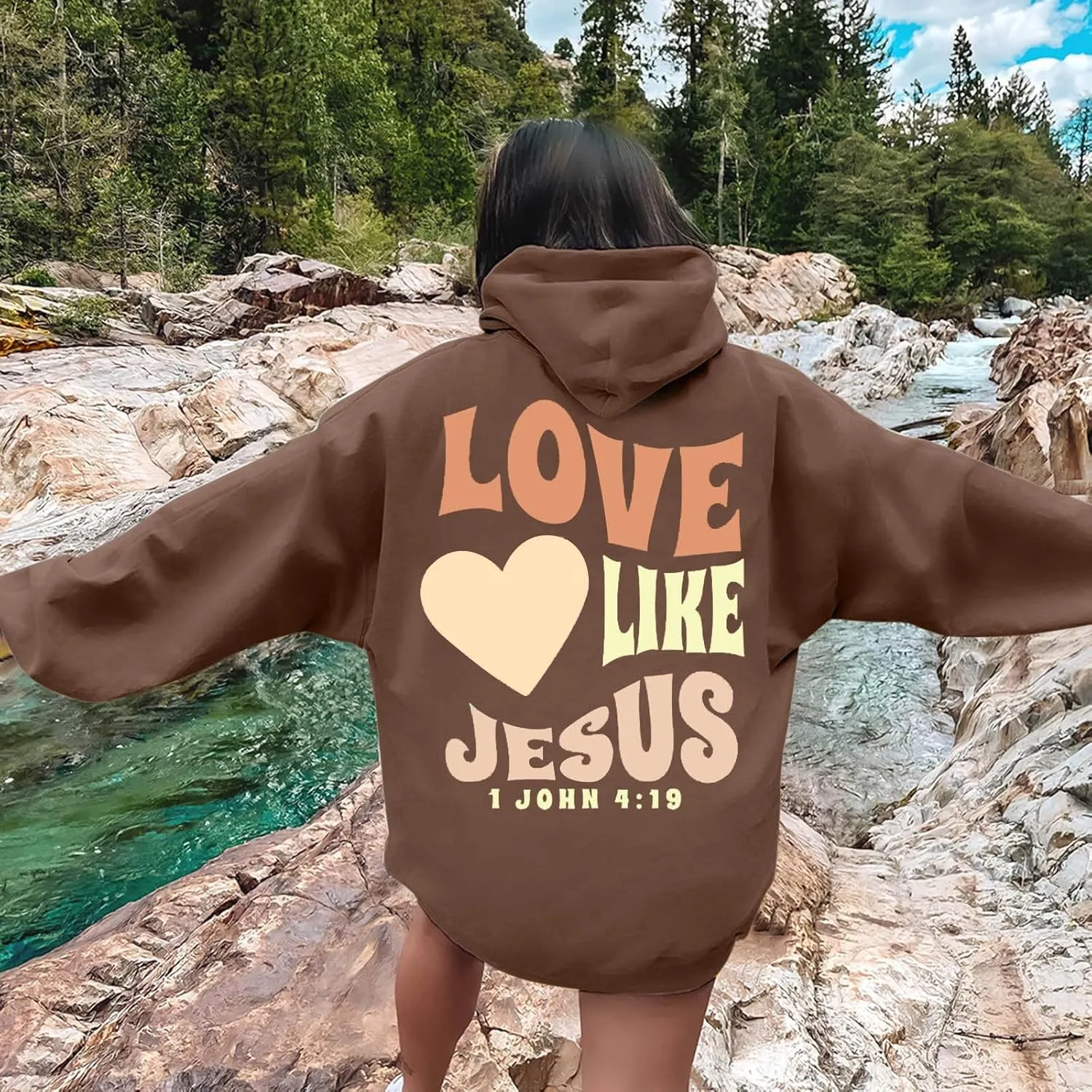 Inspirational for Women Jesus Sweatshirts Comfort Sweatshirt Christian Hoodies Pull Over Love Like Jesus Bible Verse