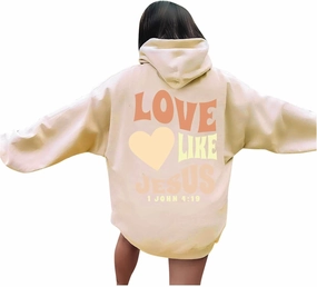 Inspirational for Women Jesus Sweatshirts Comfort Sweatshirt Christian Hoodies Pull Over Love Like Jesus Bible Verse