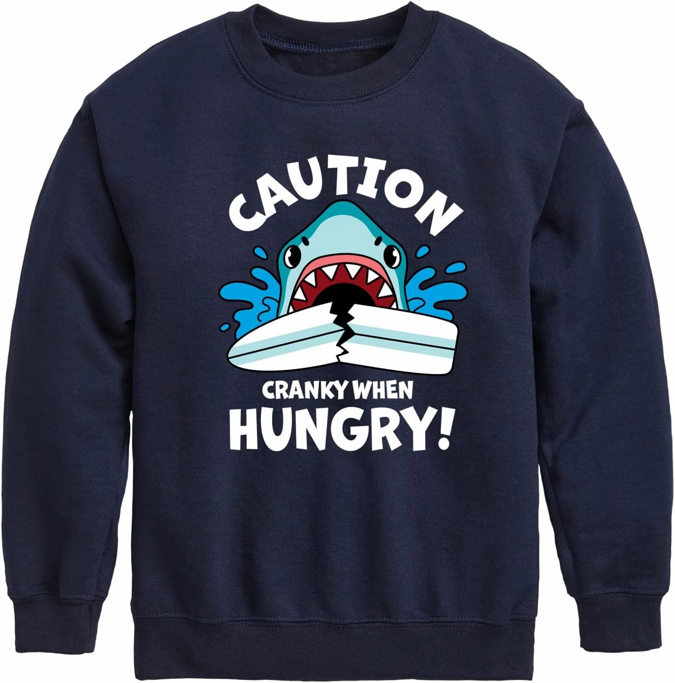 Instant Message - Shark Biting Surf Board - Toddler & Youth Crewneck Fleece Sweatshirt