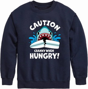 Instant Message - Shark Biting Surf Board - Toddler & Youth Crewneck Fleece Sweatshirt