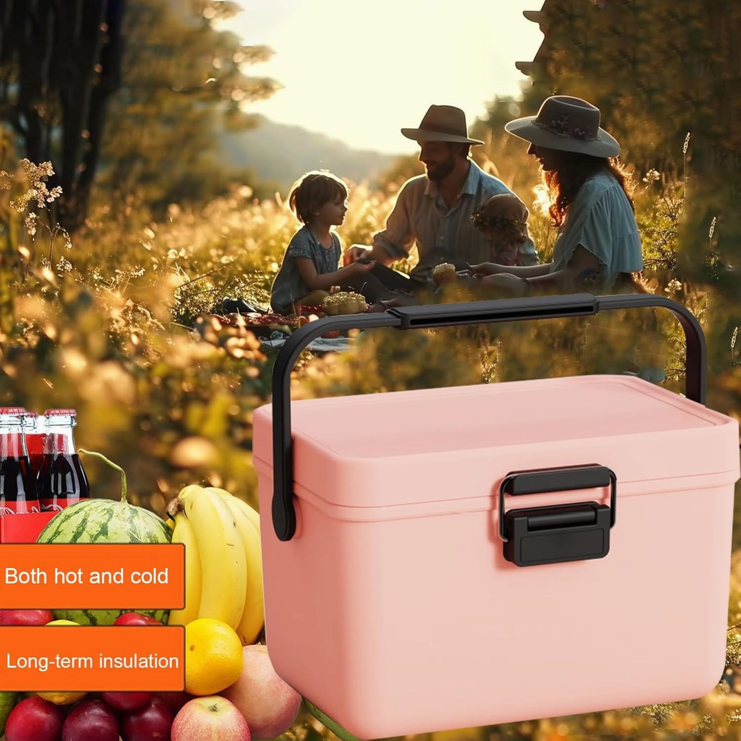 Insulated Mini Ice Chest with Portable Handles, 4qt Small Hard Cooler Lunch Box for Car Camping Picnic Beach Outdoor Cooler Refrigerated Box for Beach, Picnic, Camping, Boat