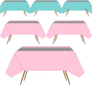 Irenare Car Birthday Party Supplies Racing Decorations 50s Party Tablecloth Racetrack Table Runner Table Covers for Kids Boy Car Theme Birthday Decor, 54 x 108 Inch(Cyan,Pink,6 Sheets)