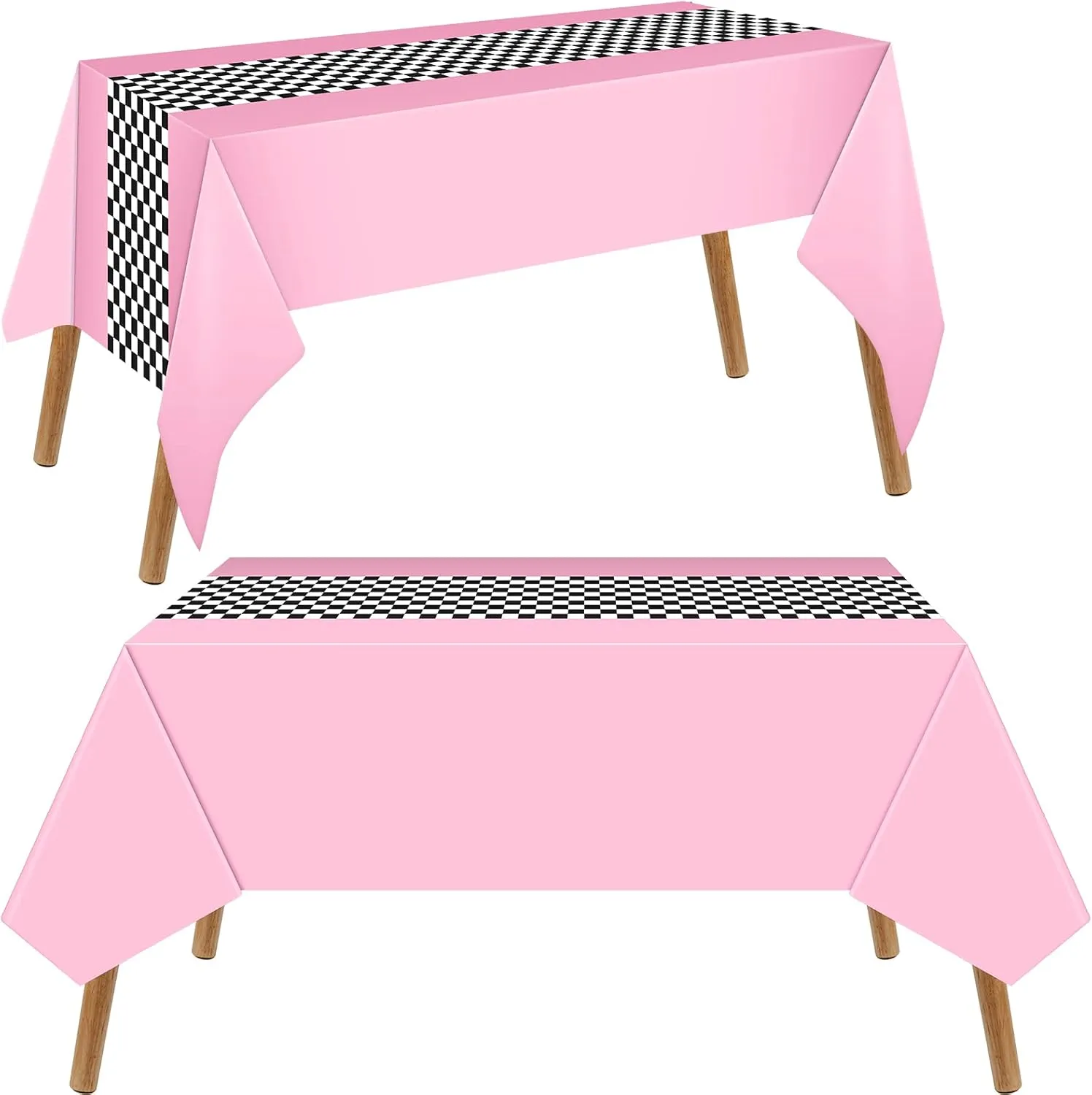 Irenare Car Birthday Party Supplies Racing Decorations 50s Party Tablecloth Racetrack Table Runner Table Covers for Kids Boy Car Theme Birthday Decor, 54 x 108 Inch(Cyan,Pink,6 Sheets)