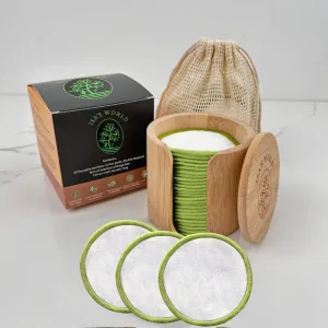 ISA’S World Reusable Makeup Remover Bamboo Cotton Pads (20 Pack) Includes Washable Cotton Laundry Bag   Bamboo Storage Jar - Organic Bamboo Cotton Rounds – Cleansing Facial Pads - for All Skin Types.