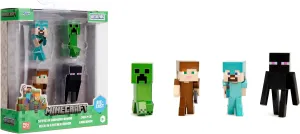 Jada Minecraft 2.5" MetalFigs 4-Pack - Includes Steve in Diamond Armor, Alex in Leather Armor, Enderman & Creeper