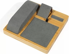 Jewelry Display Stand Velvet Wooden Jewelry Display Tray Showcase Display Organizer Rings Earrings Necklaces Bracelet Watch Display Stand for Selling Jewelry Holder Organizer