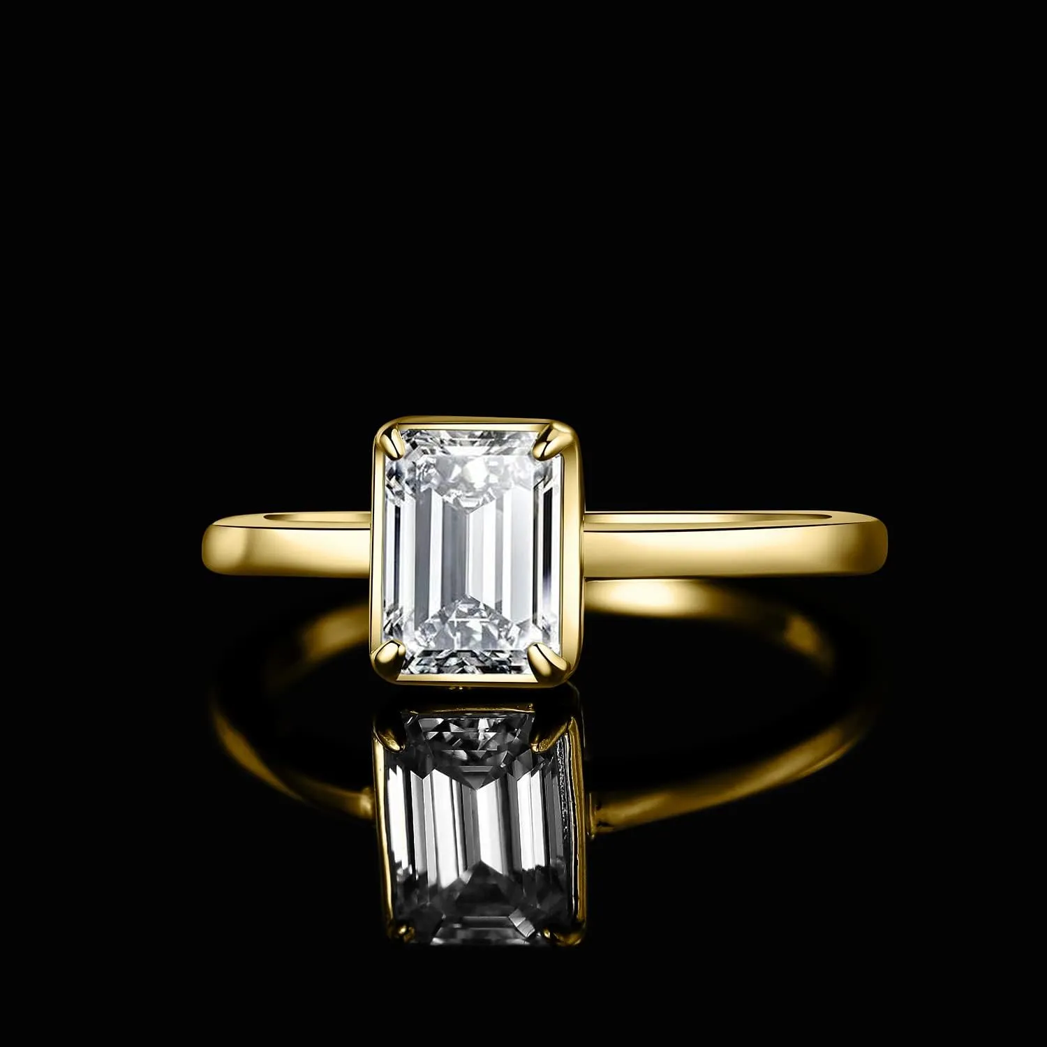 JewelryPalace Classic 1ct Emerald Cut Moissanite Solitaire Engagement Rings for Women, 925 Sterling Silver Promise Ring for Her, Simulated Diamond Anniversary Wedding Rings D-F VVS