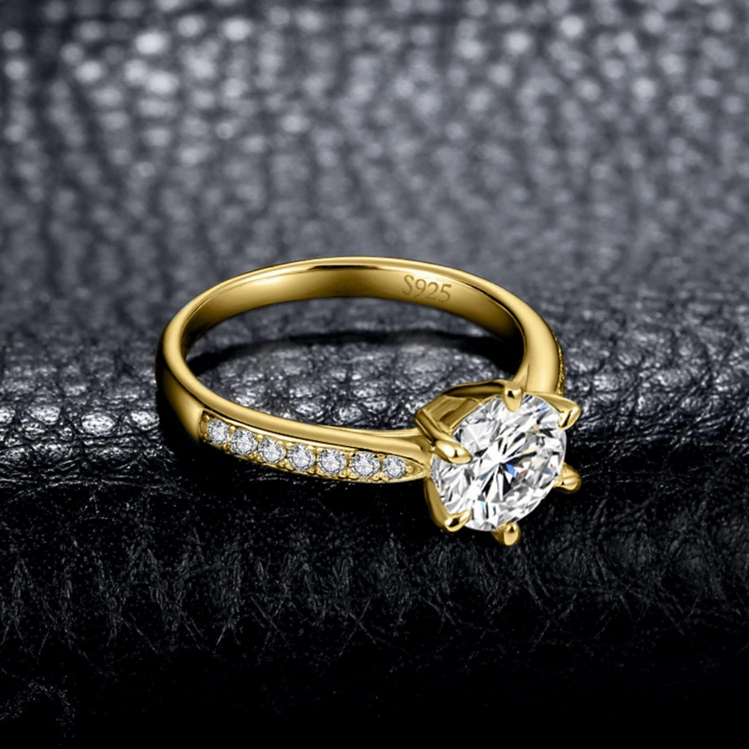 JewelryPalace Classic 1ct 2ct 3ct Cubic Zirconia Solitaire Engagement Rings for Women, 925 Sterling Silver Promise Ring for Her, Round Cut Simulated Diamond Anniversary Wedding Rings Size 4-12