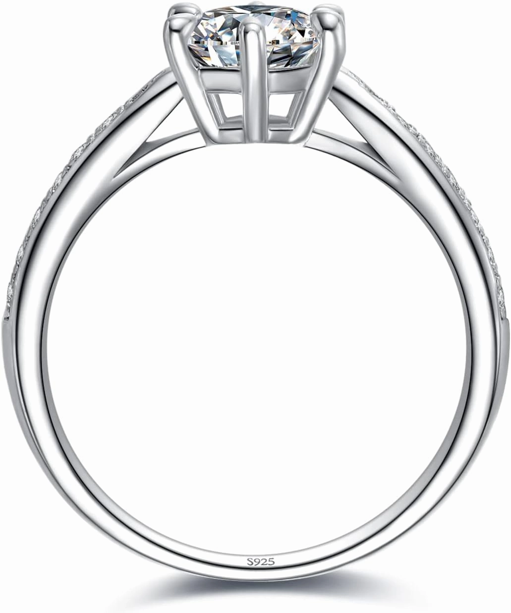 JewelryPalace Classic 1ct 2ct 3ct Moissanite Solitaire Engagement Rings for Women, 925 Sterling Silver Promise Ring for Her, Round Cut Simulated Diamond Anniversary Wedding Rings D-F VVS Size 4-12