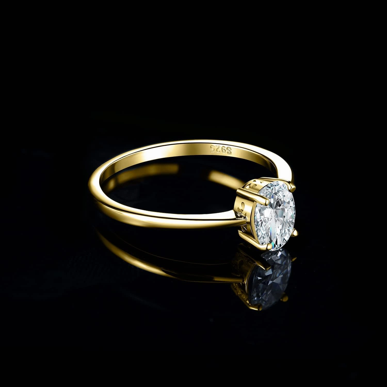 JewelryPalace Oval Shape 1ct 2ct Moissanite Solitaire Engagement Rings for Women, Classic 925 Sterling Silver Promise Ring for Her, Simulated Diamond Anniversary Wedding Ring VVS D-F