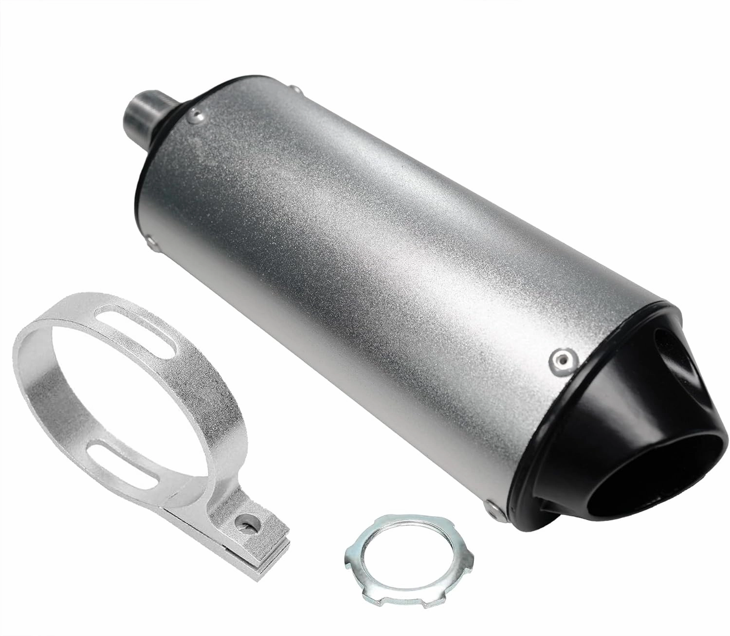 JMCHstore Performance Exhaust Muffler Silencer for Predator 212 196cc GX160 420cc 301cc GX390 98cc 6.5hp, Coleman CT200U BT200X KT196 CT100U Baja Massimo MB200 Go Kart Engine Mini Bike Parts (Silver)