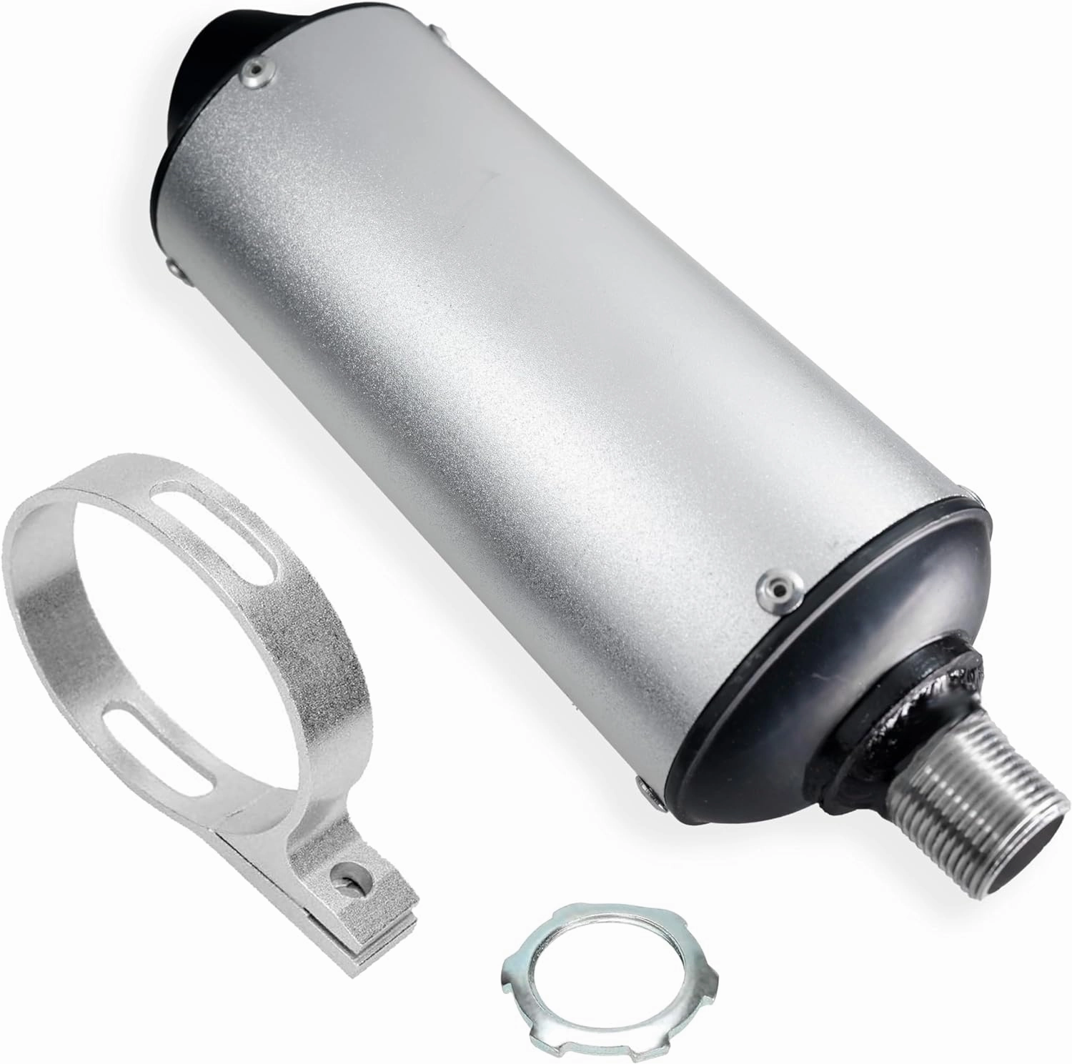 JMCHstore Performance Exhaust Muffler Silencer for Predator 212 196cc GX160 420cc 301cc GX390 98cc 6.5hp, Coleman CT200U BT200X KT196 CT100U Baja Massimo MB200 Go Kart Engine Mini Bike Parts (Silver)