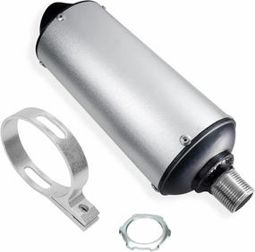 JMCHstore Performance Exhaust Muffler Silencer for Predator 212 196cc GX160 420cc 301cc GX390 98cc 6.5hp, Coleman CT200U BT200X KT196 CT100U Baja Massimo MB200 Go Kart Engine Mini Bike Parts (Silver)
