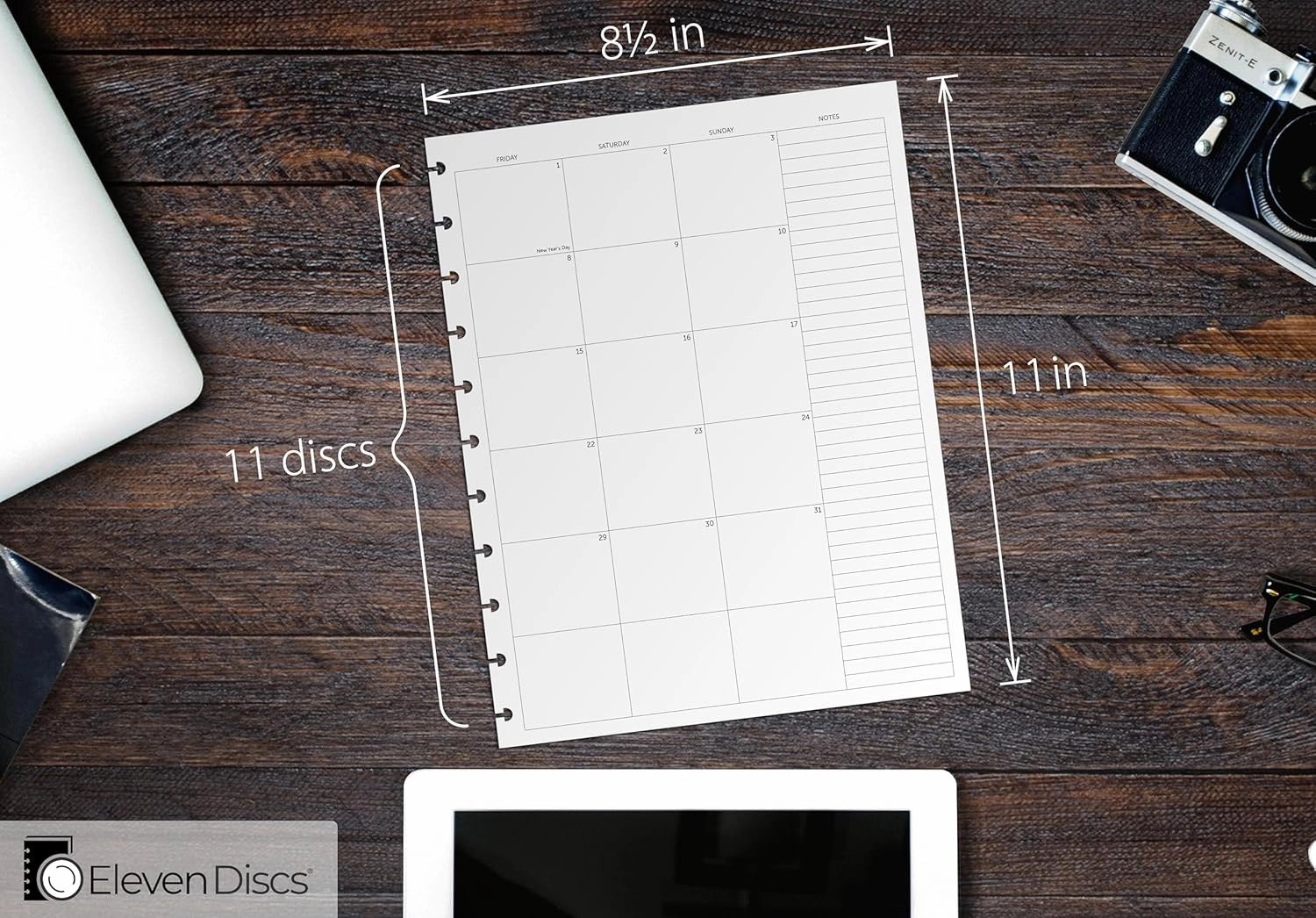 July 2025–June 2026 Academic Year Monthly Planner, Monday Start, Letter Size, Two Styles (Separated, Booklet), Premium Heavyweight Discbound Notebook Paper for Circa, Arc, TUL (38 Sheets)