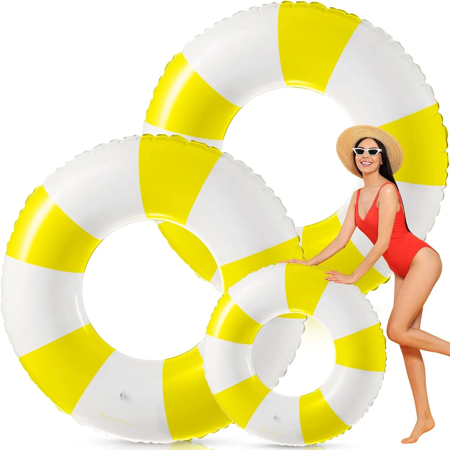 Jumbo Pool Floats 47.24 Inch Swimming Ring Striped Pool Rings Inflatable Tube Pool Tube for Kids Adult Swimming Pool Summer Beach Bachelorette Wedding Party Decor