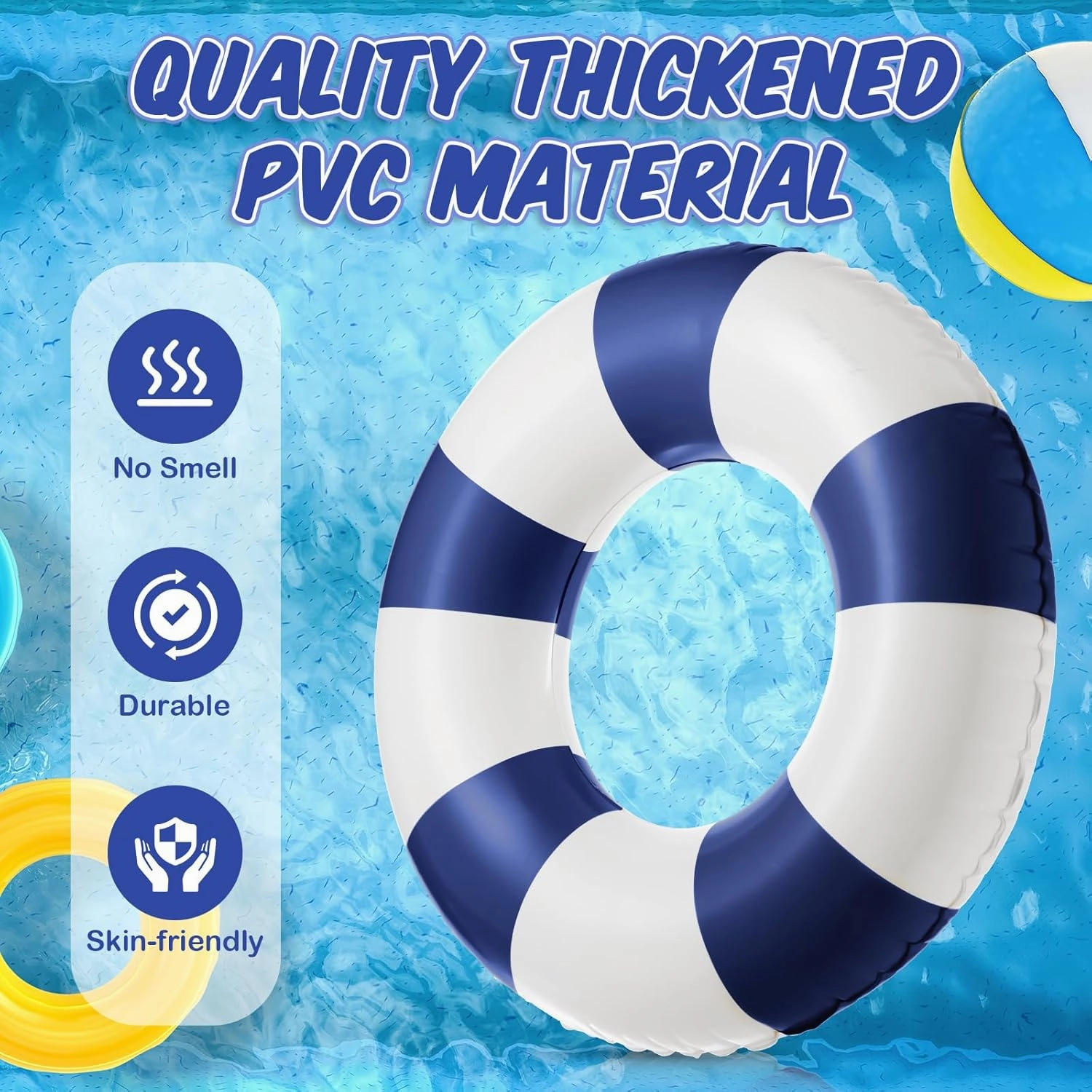 Jumbo Inflatable Pool Float 47.24 Inch Floaties Pool Tubes Classic Striped Pool Rings for Teens Adult Inflatable Inner Tube for Swimming Pool Beach