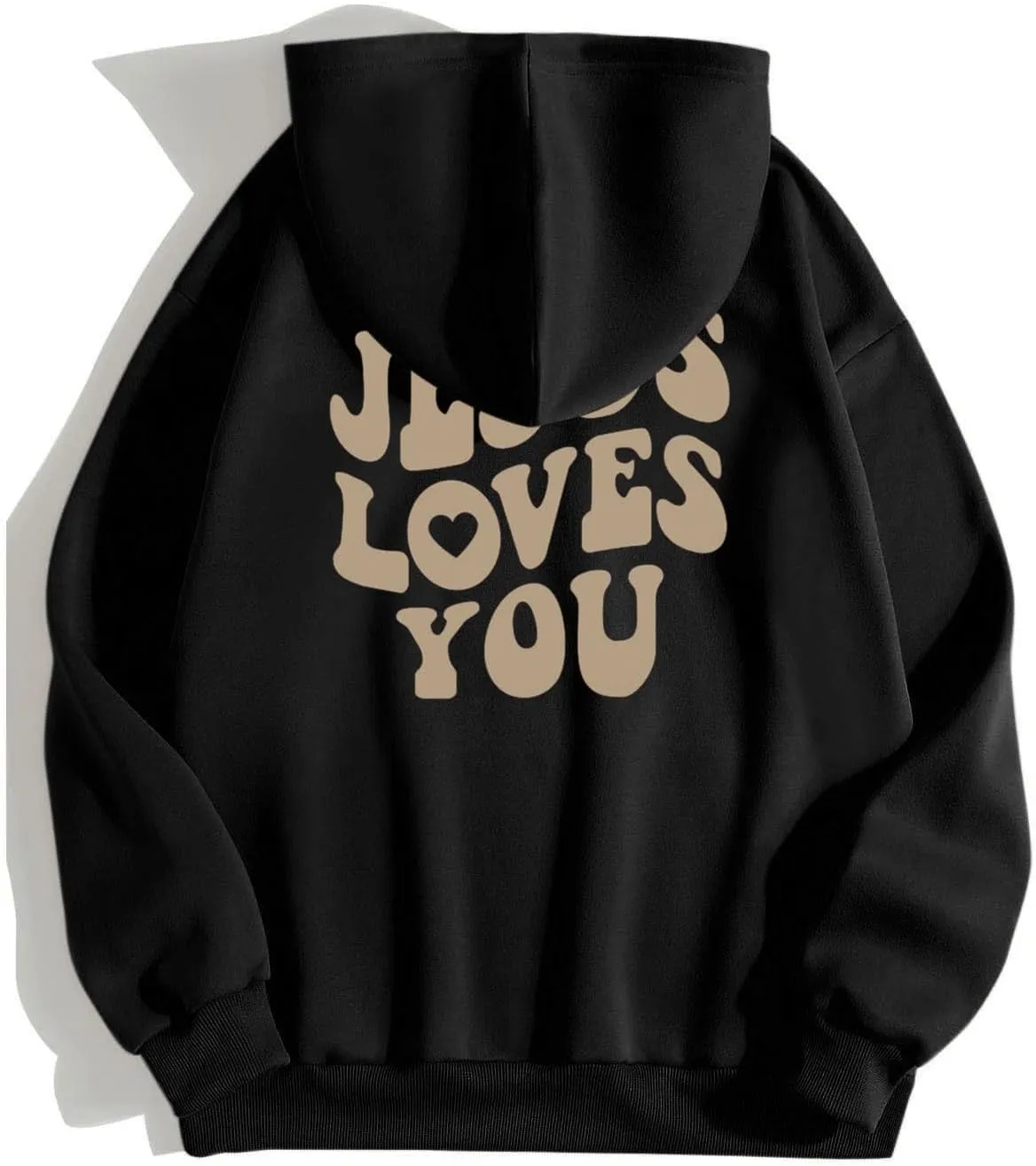 Juses Loves You Sweatshirt Spirit Letter Graphic Christian Faith Hoodies for Women with Hood Faith Over Fear Hoodie