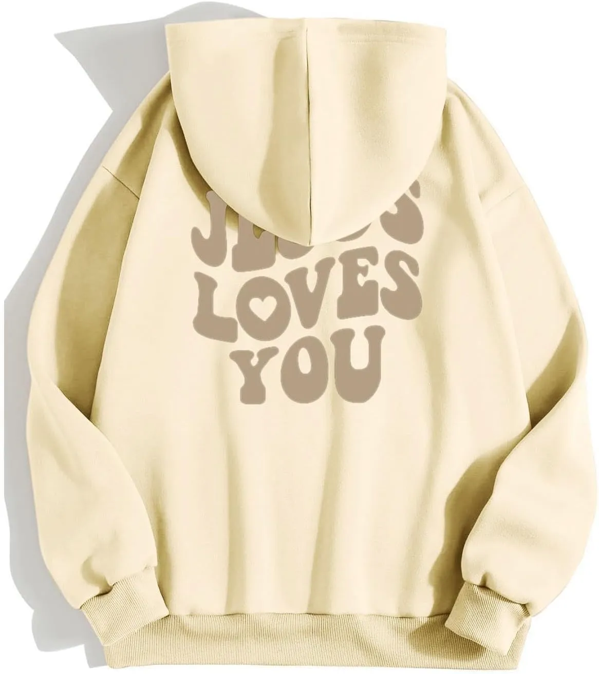 Juses Loves You Sweatshirt Spirit Letter Graphic Christian Faith Hoodies for Women with Hood Faith Over Fear Hoodie