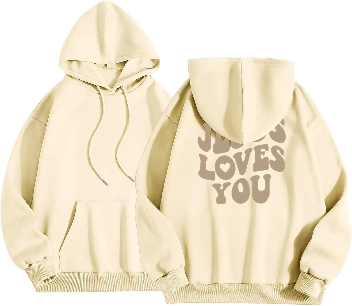 Juses Loves You Sweatshirt Spirit Letter Graphic Christian Faith Hoodies for Women with Hood Faith Over Fear Hoodie