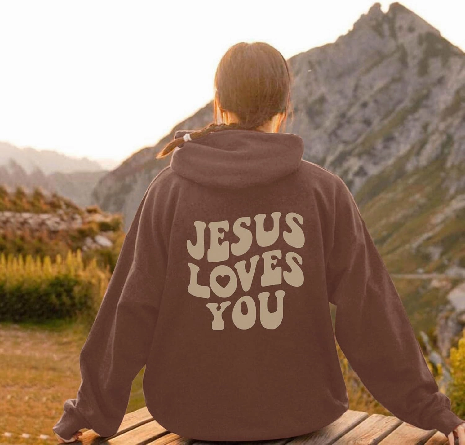Juses Loves You Sweatshirt Spirit Letter Graphic Christian Faith Hoodies for Women with Hood Faith Over Fear Hoodie