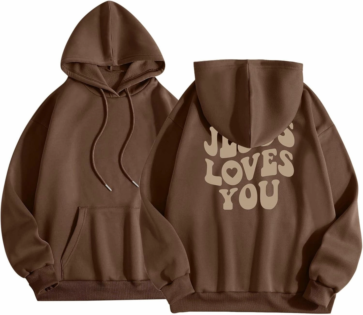 Juses Loves You Sweatshirt Spirit Letter Graphic Christian Faith Hoodies for Women with Hood Faith Over Fear Hoodie
