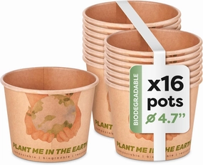 KameL Biodegradable Plant Pots, Set of 16, Planters for Outdoor Plants | Best for Gardening Seedling Pots | Cardboard, 4.7 x 3.5 Inches Nursery Pots/House Plant Pots