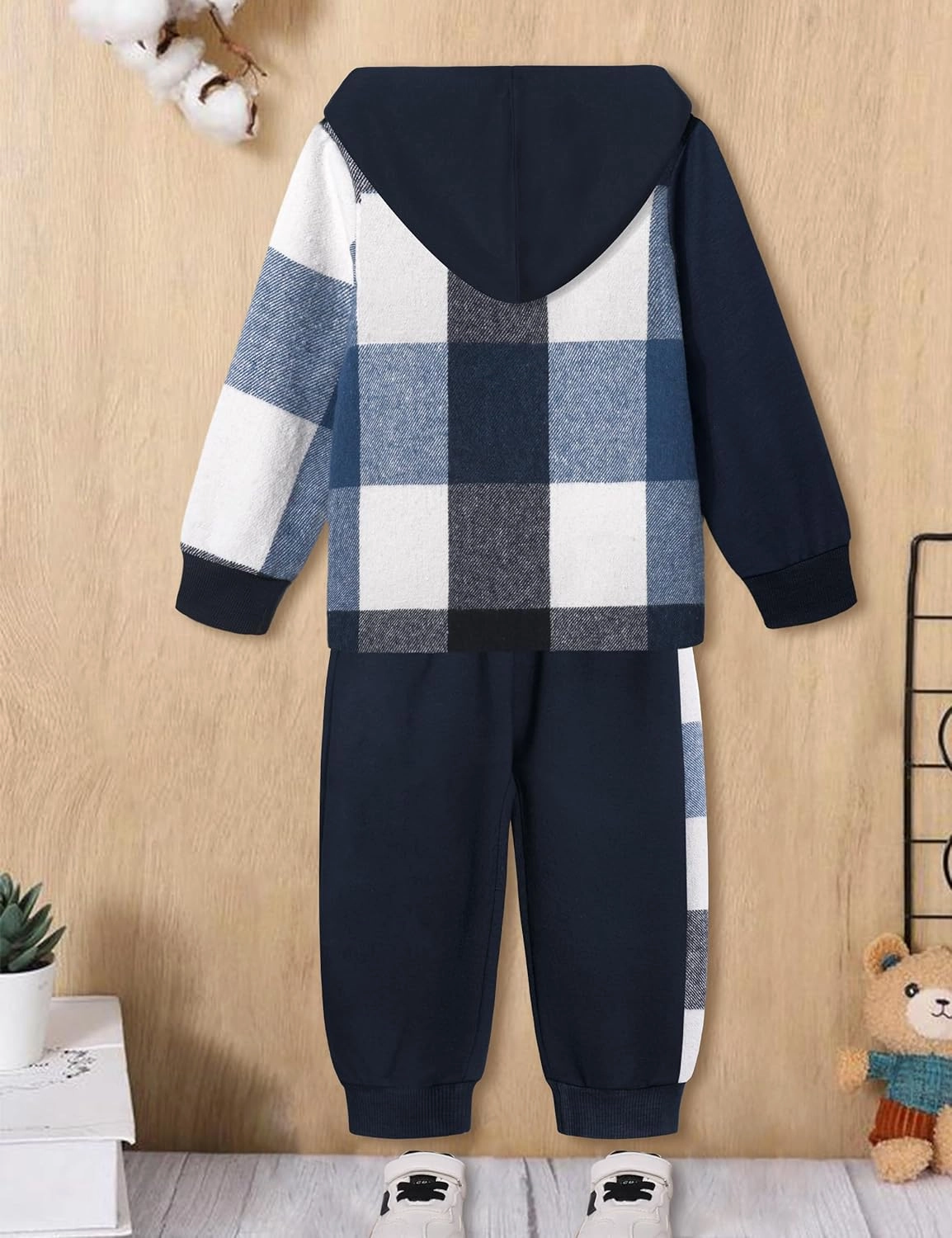 KANGKANG Toddler Boy Clothes Plaid Long Sleeve Hoodie Sweatshirt   Pants 2pcs Fall Winter Boys Outfit Set
