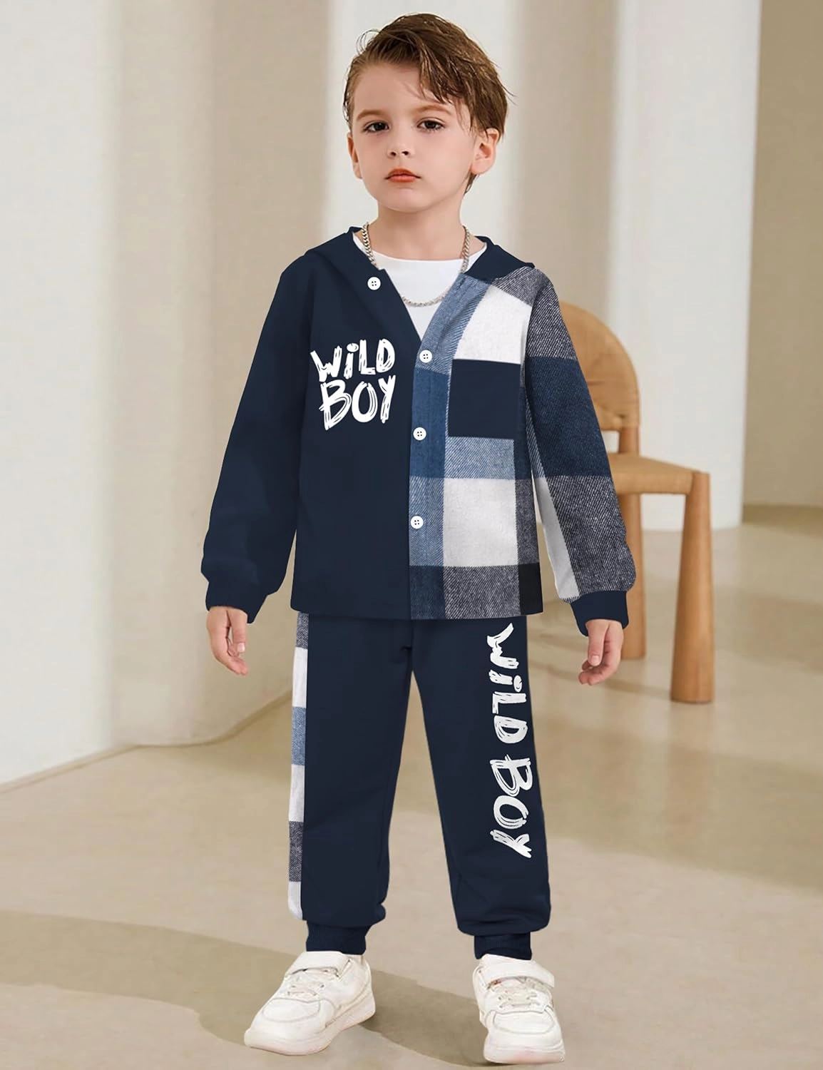 KANGKANG Toddler Boy Clothes Plaid Long Sleeve Hoodie Sweatshirt   Pants 2pcs Fall Winter Boys Outfit Set