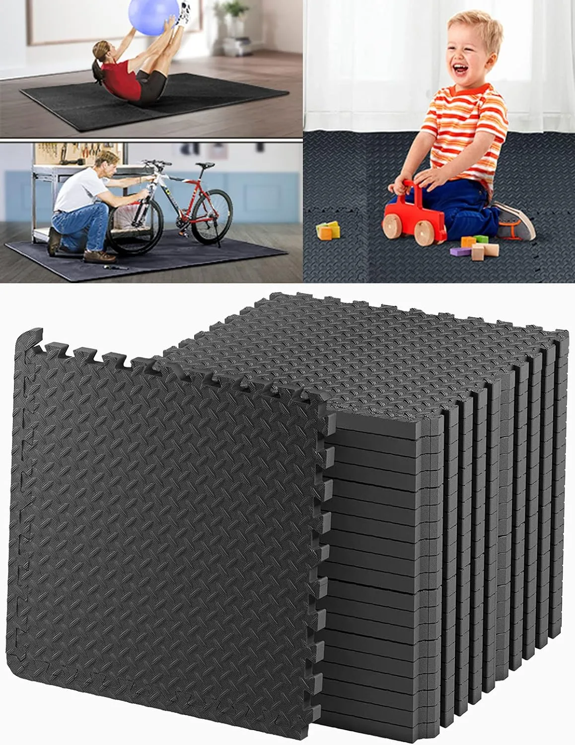 Kangler Puzzle Exercise Mat, 20 Tiles Foam Interlocking Exercise Mats - Floor Tiles for Gym Equipment and Cushion for Workouts