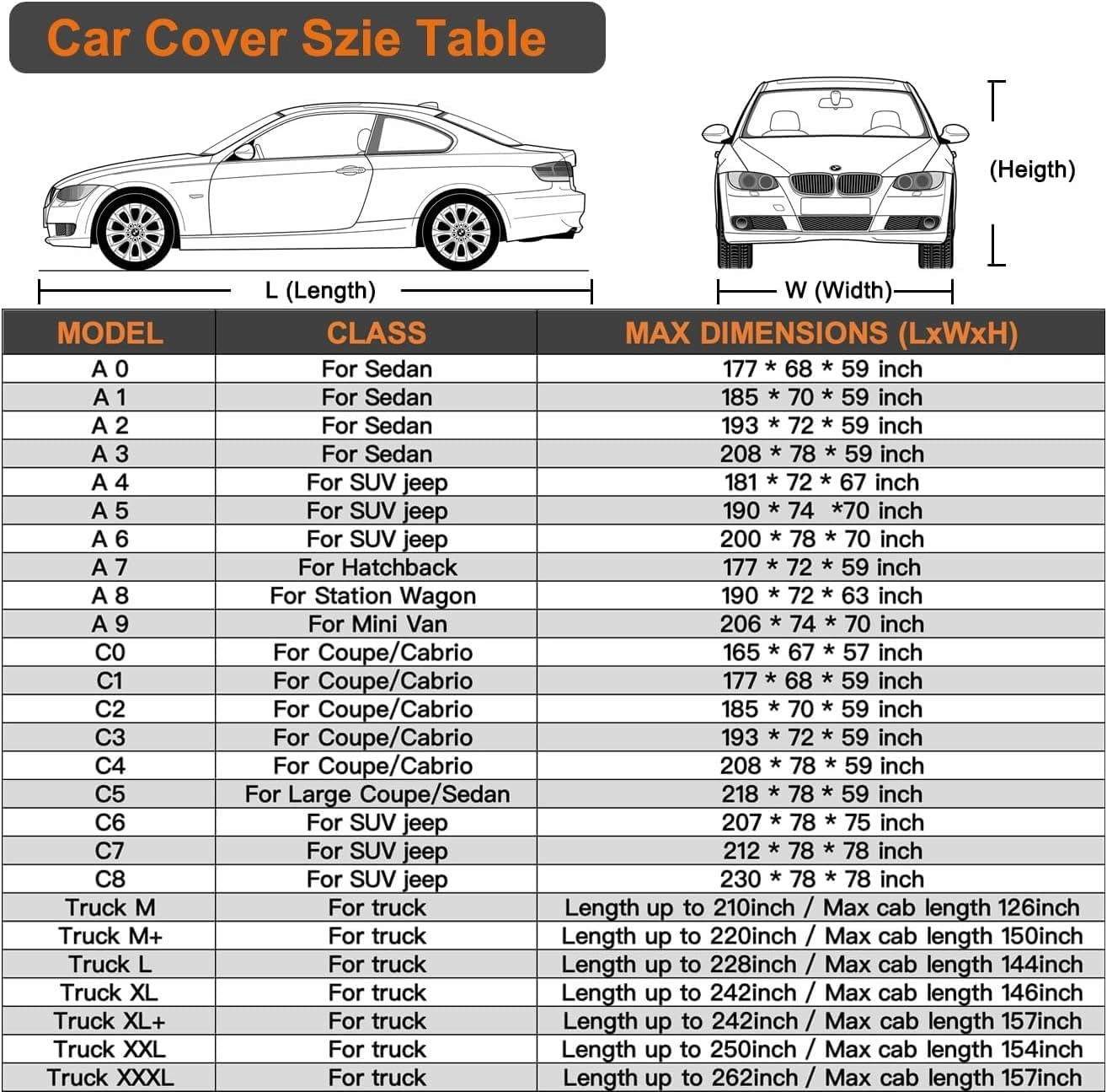 Kayme 7 Layers Truck Cover Waterproof All Weather, Heavy Duty Outdoor Pickup Cover Sun Rain Uv Protection, Universal Fit (Length Up to 220 inch) M .Black