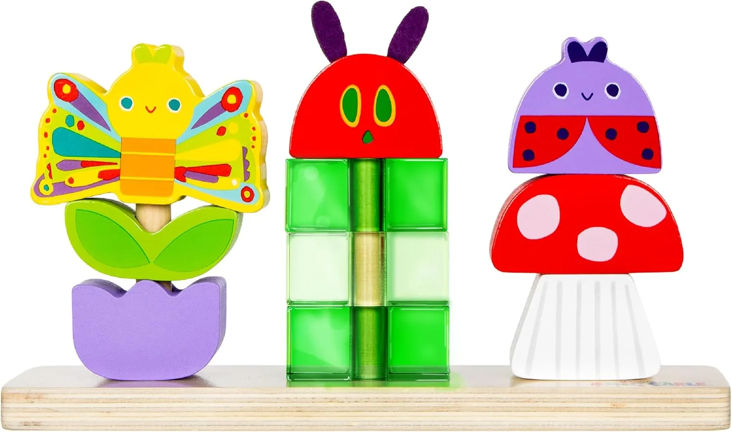 KIDS PREFERRED Eric Carle Toddler Toys The Very Hungry Caterpillar Wooden Stacking Toy with 10 Mix and Match Pieces for Creative Play and Coordination