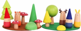 kipod Dwarf Forest Figurine Set Wooden Dolls Toy for Kids Ages 2 & Up – Includes Animals, Trees, Mushrooms, and Foundations – Fun to Learn Through Play – Waldorf Inspired Exploration