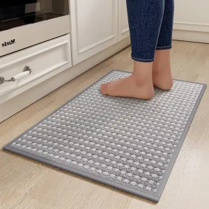 Kitchen Mats for Floor, Super Absorbent Kitchen Rugs Non Slip Washable, Rubber Backing Soft Chenille Braided Kitchen Runner Rug, Standing Mat Kitchen Sink Mat, Easy to Clean, Gray 17"x28"