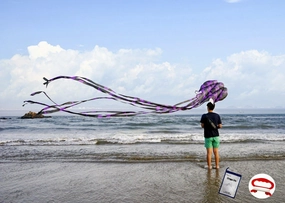 Kizh Kite Octopus Large Frameless Soft Parafoil Kites 157 Inchs Long Tail Easy to Fly for Adults Kids Outdoor,Activities,Beach Trip Great Gifts to Kids Build Childhood Priceless Memories(Purple)