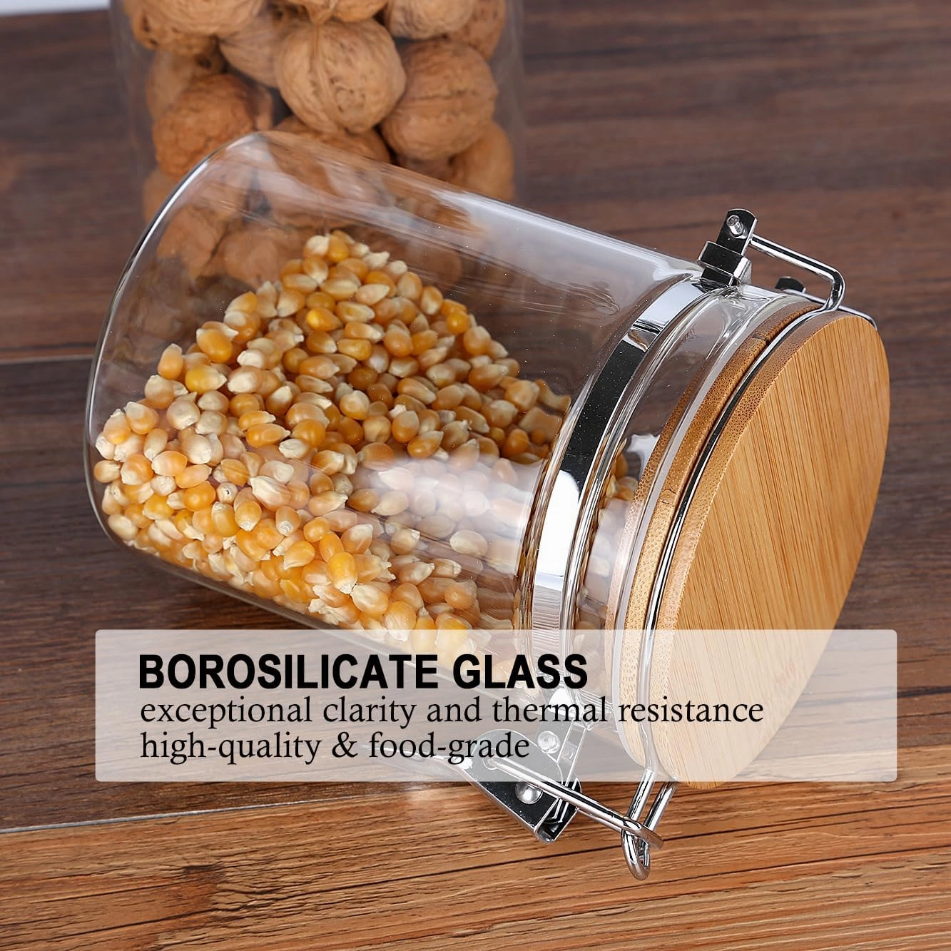 KKC HOME ACCENTS Airtight Clear Glass Coffee and Tea Storage Jars with Lids and Scoops, Air tight Sealed Coffee bean Containers with Clamp Lids for Ground Coffee,Sugar,Loose Leaf Tea,Matcha, 27 FL OZ