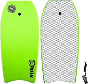 KONA SURF CO. Sumo Body Board Lightweight Soft Foam Top Boogie Bodyboard Package Includes Premium Wrist Leash in Lime/Black sz:48in
