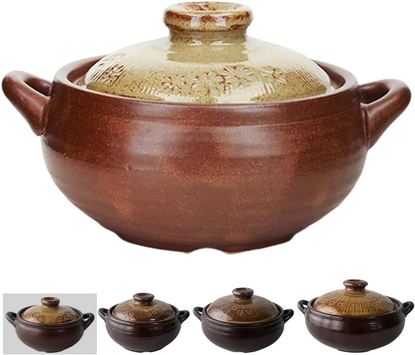 Korean Pot [Buncheong] MUD GLAZE Earthenware Ttukbaegi, Ceramic Clay Cooking Pot Casserole, Heat Resistant Ceramic Pot, Zero-Crack Stone Bowl Stockpot Soup Cookware (Mini)
