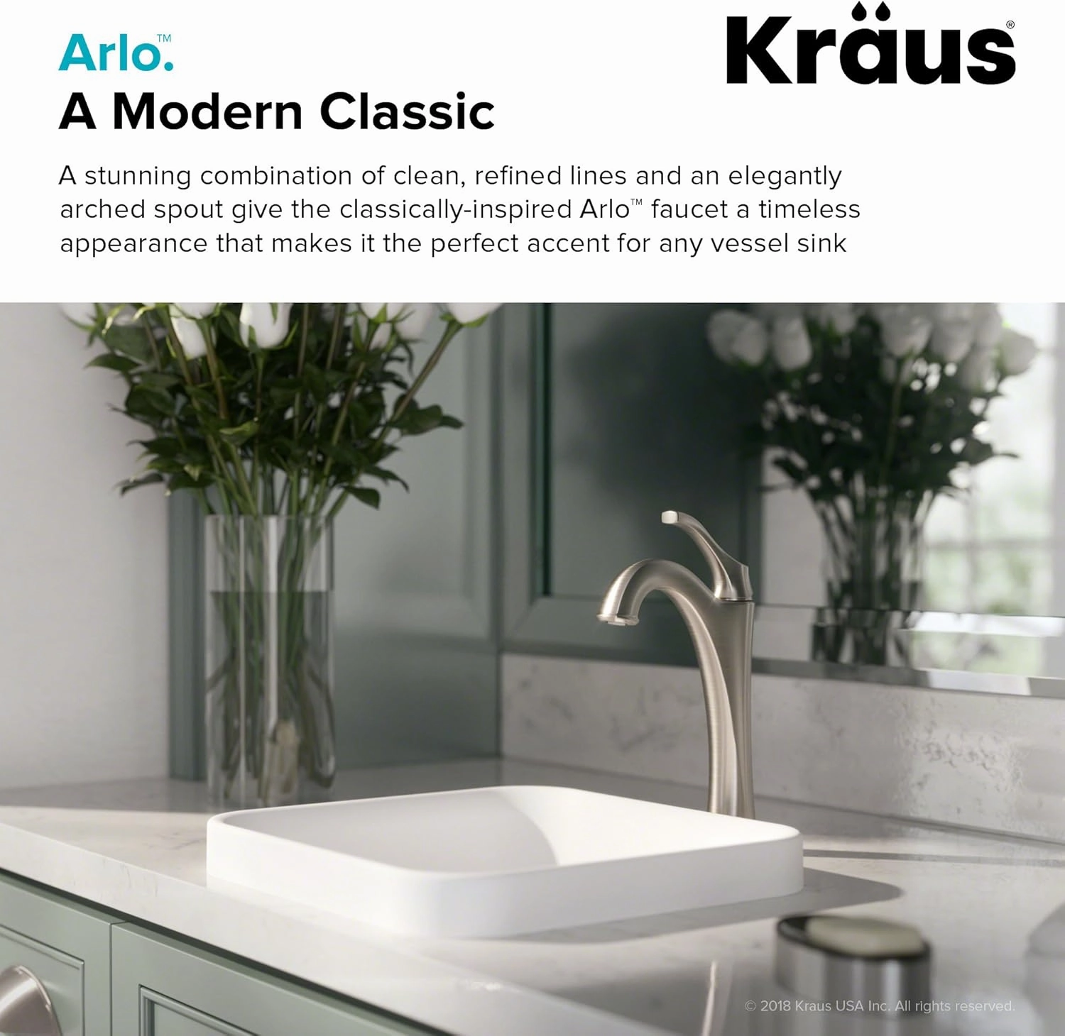 KRAUS KVF-1200SFS Arlo Single Handle Vessel Bathroom Faucet with Pop Up Drain, Spot-Free All-Brite Brushed Nickel (2 Pack)