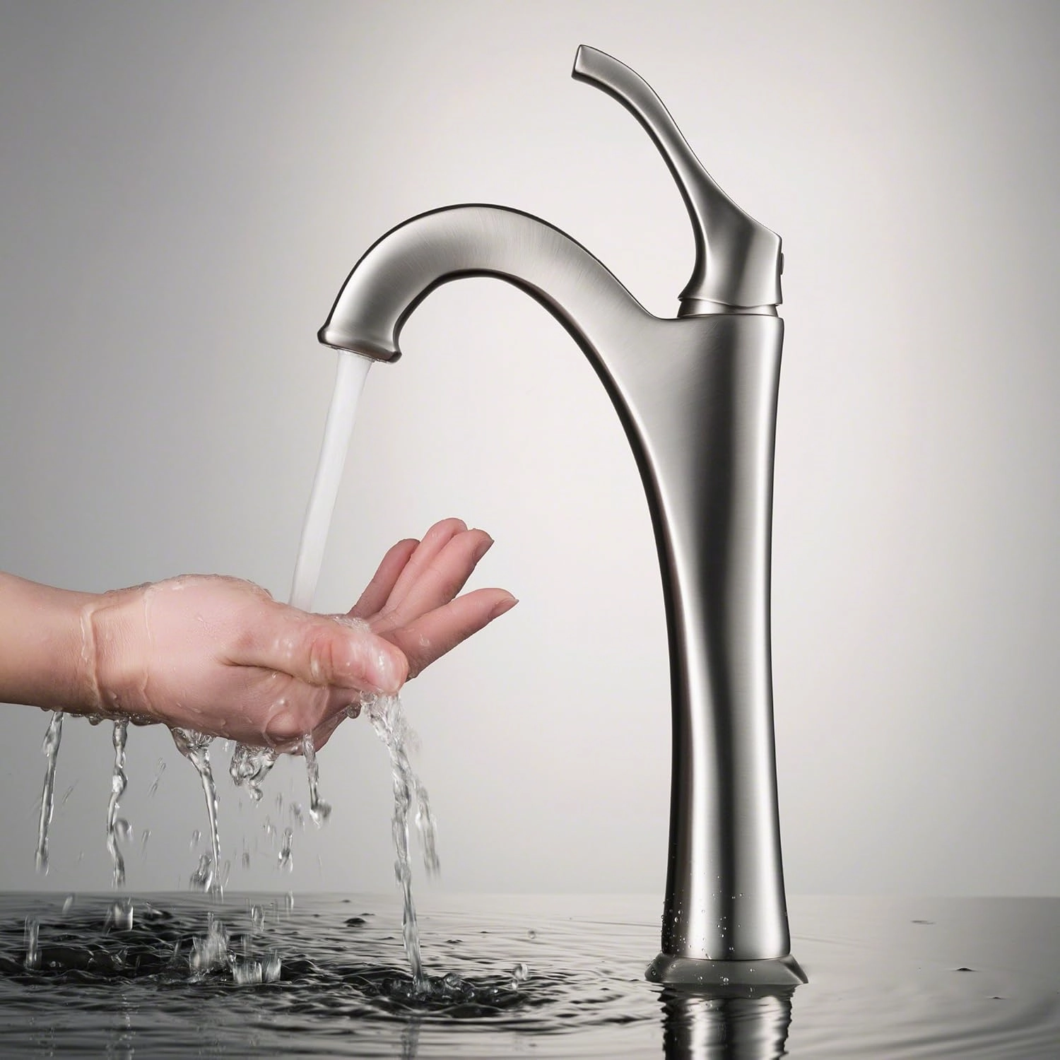 KRAUS KVF-1200SFS Arlo Single Handle Vessel Bathroom Faucet with Pop Up Drain, Spot-Free All-Brite Brushed Nickel (2 Pack)