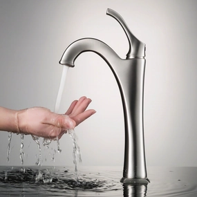 KRAUS KVF-1200SFS Arlo Single Handle Vessel Bathroom Faucet with Pop Up Drain, Spot-Free All-Brite Brushed Nickel (2 Pack)