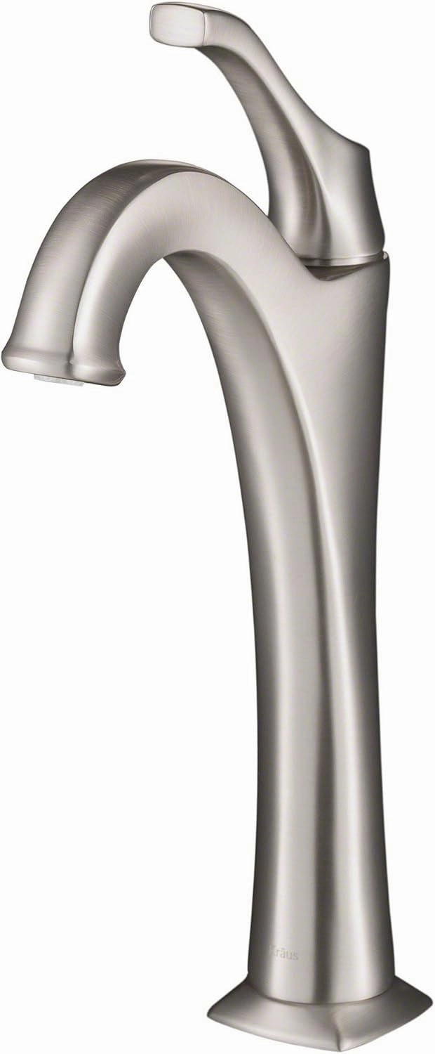 KRAUS KVF-1200SFS Arlo Single Handle Vessel Bathroom Faucet with Pop Up Drain, Spot-Free All-Brite Brushed Nickel (2 Pack)
