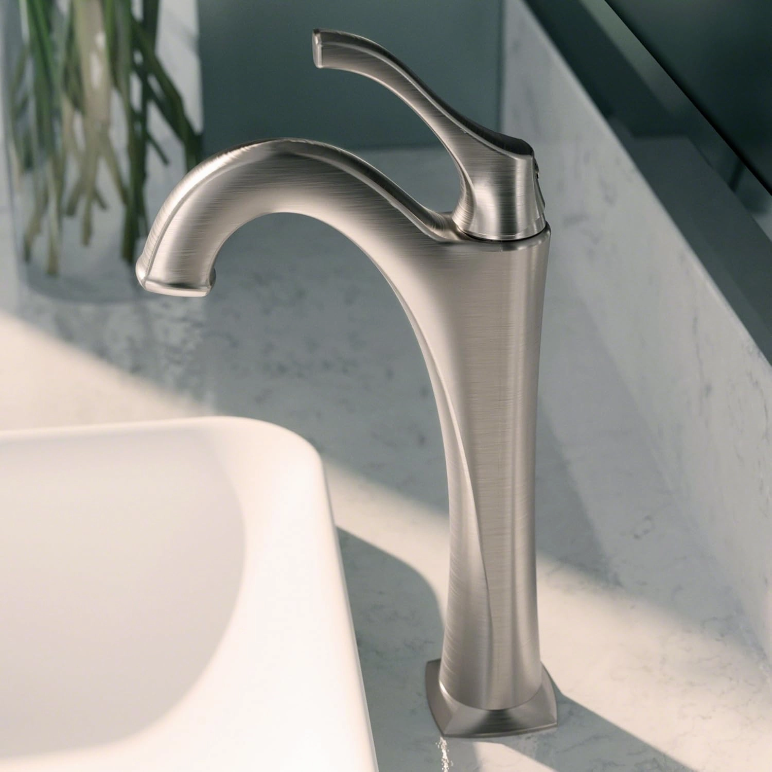 KRAUS KVF-1200SFS Arlo Single Handle Vessel Bathroom Faucet with Pop Up Drain, Spot-Free All-Brite Brushed Nickel (2 Pack)