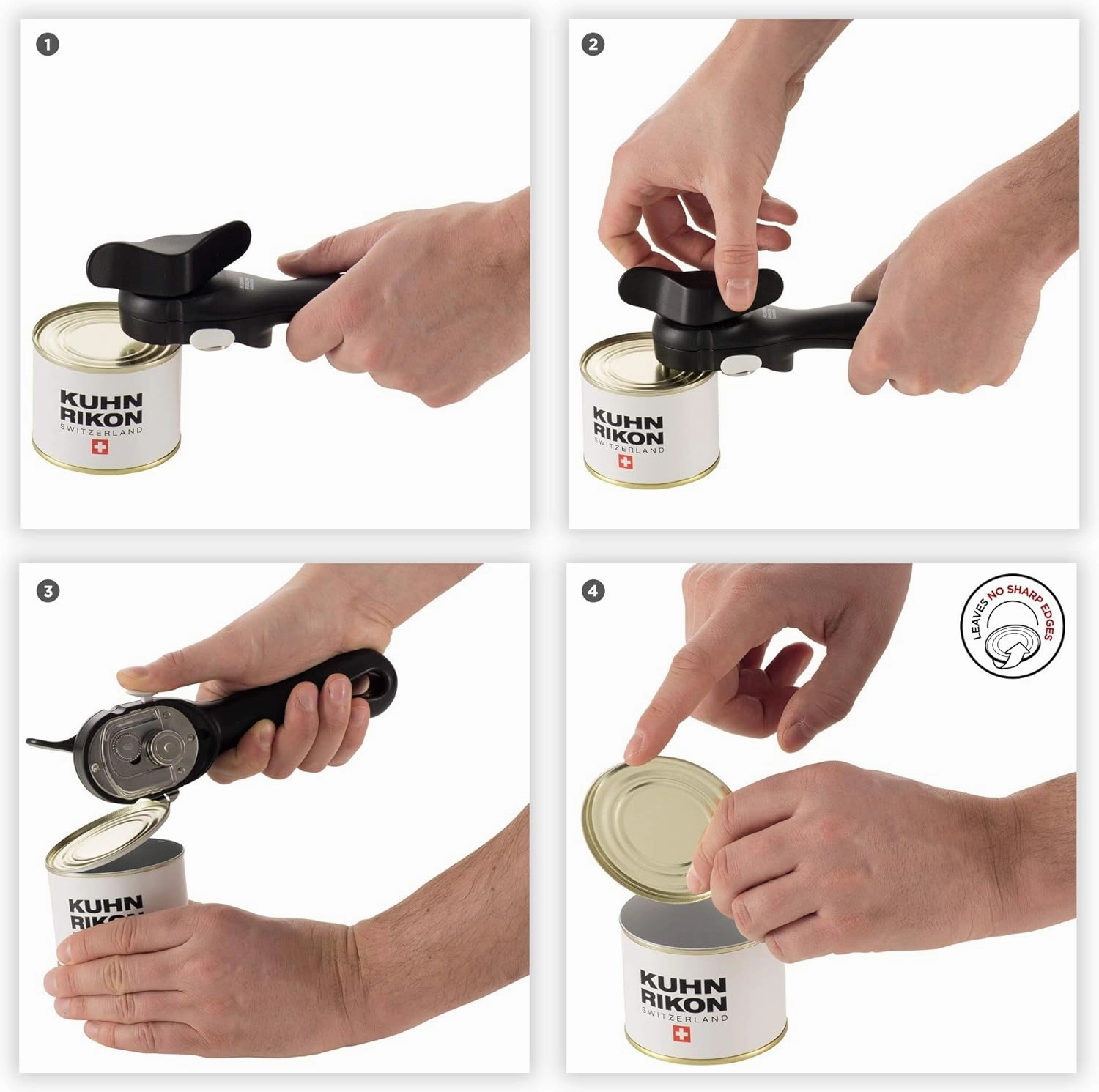 Kuhn Rikon Auto Safety LidLifter/Can Opener with Ring-Pull, 8 x 2.5 x 2.75 inches, White