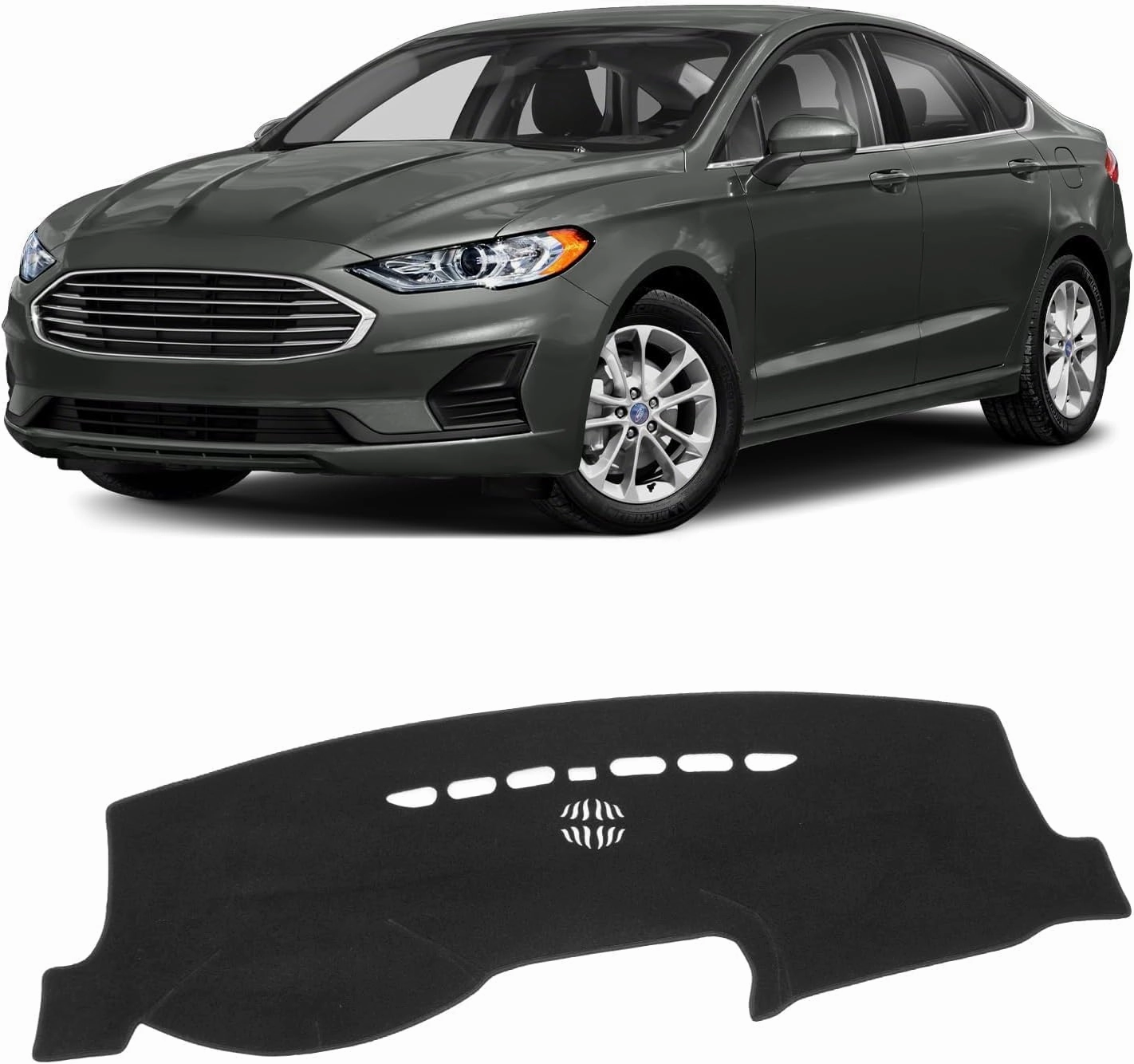 KUST Car Dash Cover for 2013-2020 Ford Fusion(S, SE, Titanium, Hybrid, Sport, Platinum, Energi) Non-Slip Center Console Dash Cover Interior for Ford Fusion Accessories Custom Fit Dash Mat Black